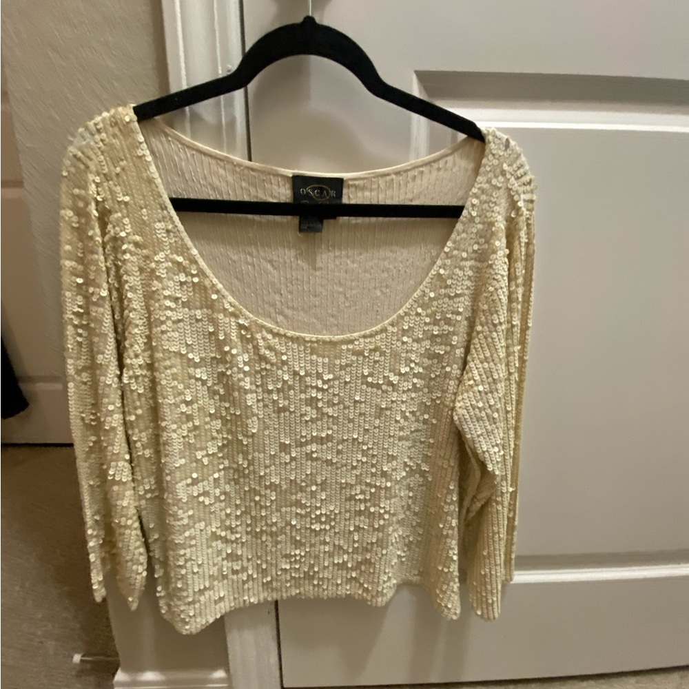 Elegant Cream Sequin Sweater